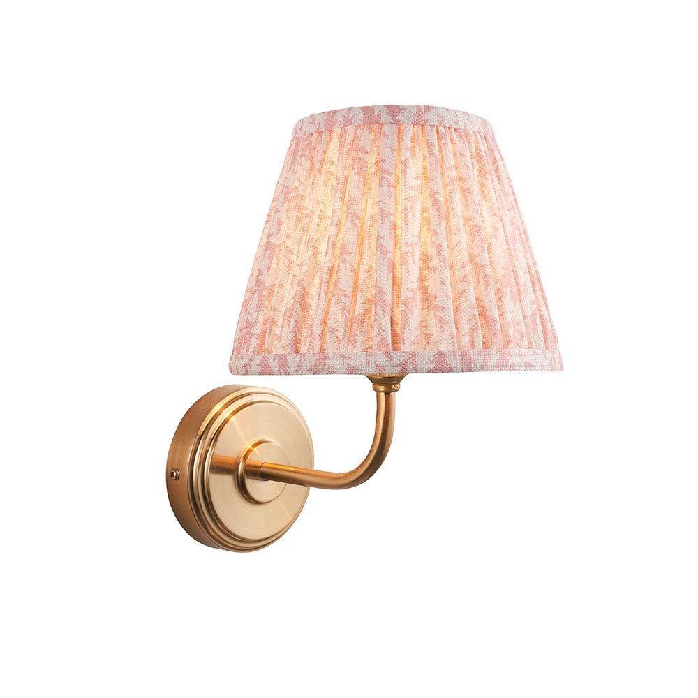 Step Arc And Leaf 20cm Peachy Keen Shade Wall Light In Brushed Aged Brass