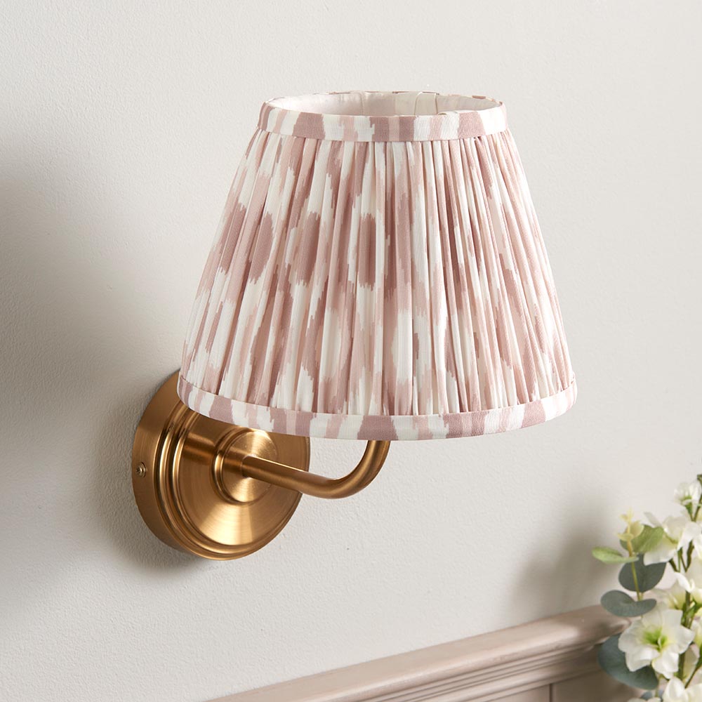 Step Arc And Ikat 20cm Neutral Shade Wall Light In Brushed Aged Brass