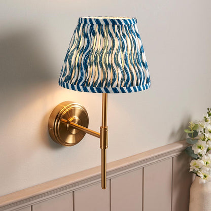 Step T Bar And Ripple 20cm Marlin Blue Shade Wall Light In Brushed Aged Brass