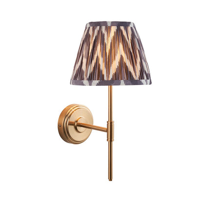 Step T Bar And Zigzag 20cm Pearl Grey Shade Wall Light In Brushed Aged Brass