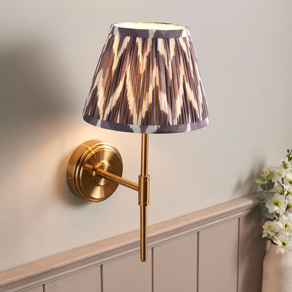 Step T Bar And Zigzag 20cm Pearl Grey Shade Wall Light In Brushed Aged Brass