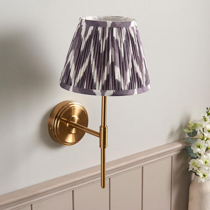 Step T Bar And Zigzag 20cm Pearl Grey Shade Wall Light In Brushed Aged Brass