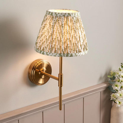 Step T Bar And Leaf 20cm Herb Garden Green Shade Wall Light In Brushed Aged Brass
