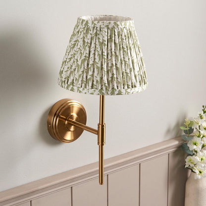 Step T Bar And Leaf 20cm Herb Garden Green Shade Wall Light In Brushed Aged Brass
