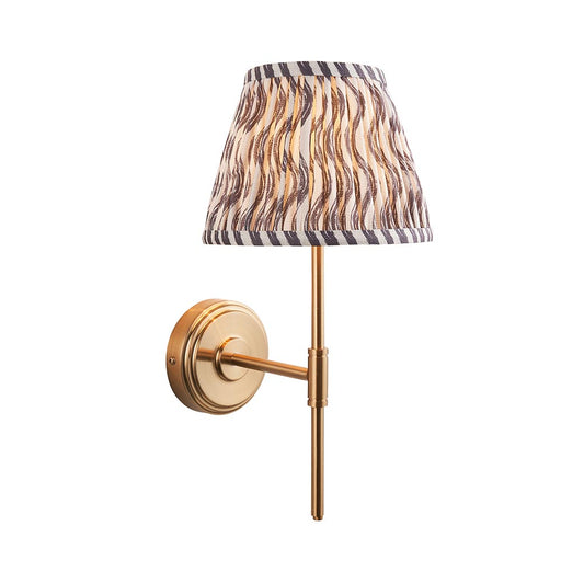 Step T Bar And Ripple 20cm Pearl Grey Shade Wall Light In Brushed Aged Brass