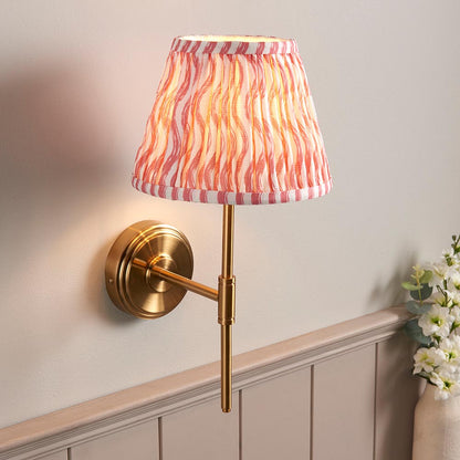 Step T Bar And Ripple 20cm Coral Pink Shade Wall Light In Brushed Aged Brass