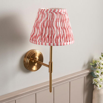 Step T Bar And Ripple 20cm Coral Pink Shade Wall Light In Brushed Aged Brass