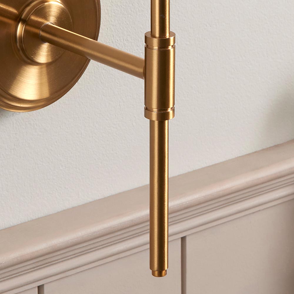 Step T Bar And Ripple 20cm Coral Pink Shade Wall Light In Brushed Aged Brass