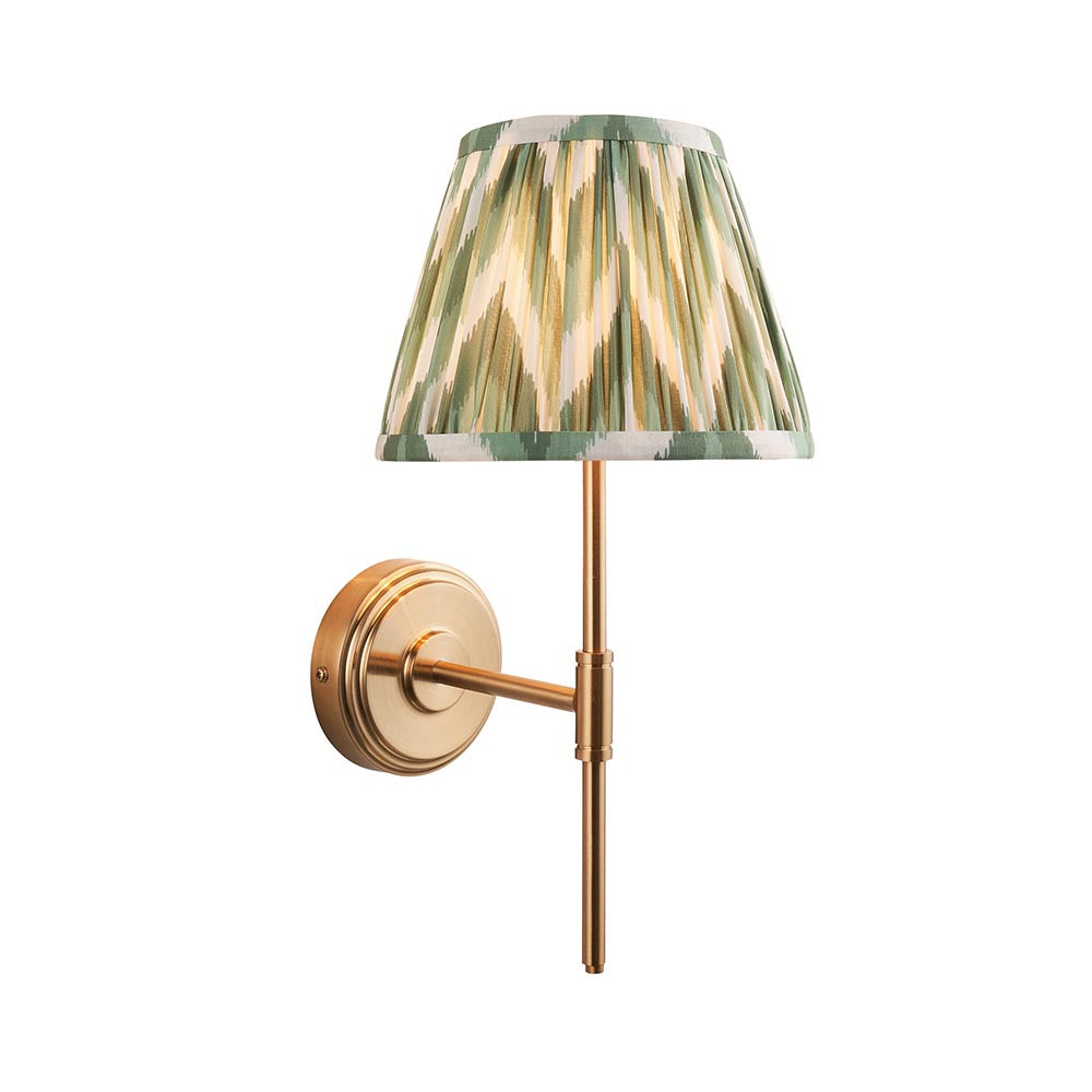Step T Bar And Zigzag 20cm Cotswold Green Shade Wall Light In Brushed Aged Brass