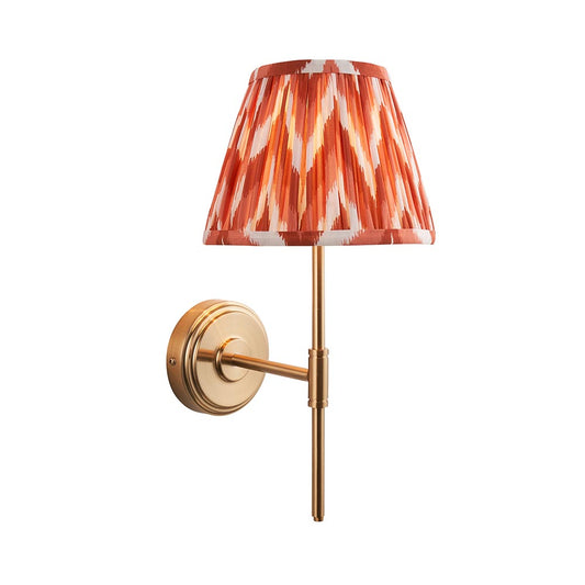 Step T Bar And Zigzag 20cm Apricot Orange Shade Wall Light In Brushed Aged Brass