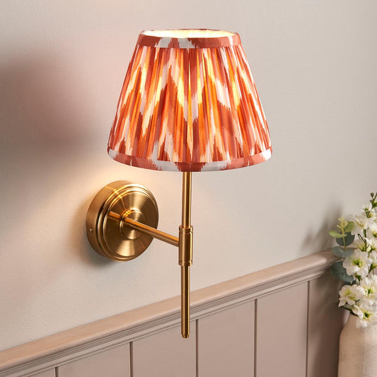 Step T Bar And Zigzag 20cm Apricot Orange Shade Wall Light In Brushed Aged Brass