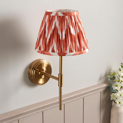 Step T Bar And Zigzag 20cm Apricot Orange Shade Wall Light In Brushed Aged Brass