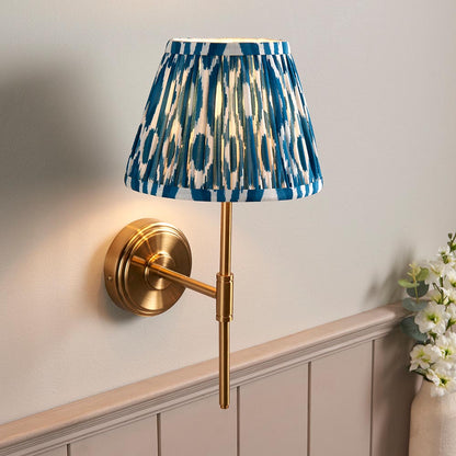 Step T Bar And Ikat 20cm Marlin Blue Shade Wall Light In Brushed Aged Brass