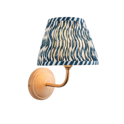 Wood Arc And Ripple 20cm Marlin Blue Shade Wall Light In Brushed Aged Brass