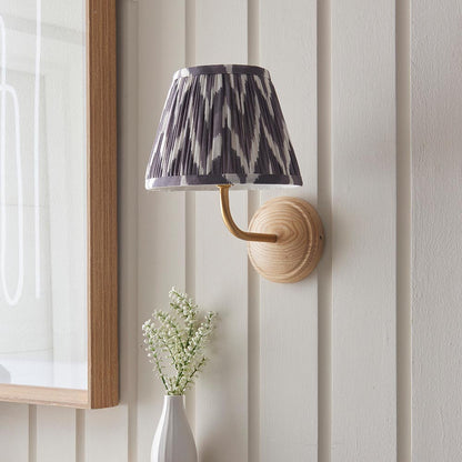 Wood Arc And Zigzag 20cm Pearl Grey Shade Wall Light In Brushed Aged Brass