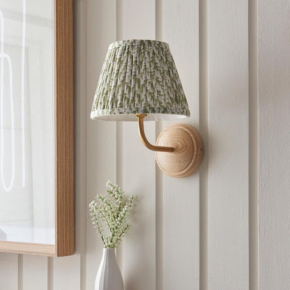 Wood Arc And Leaf 20cm Herb Garden Green Shade Wall Light In Brushed Aged Brass
