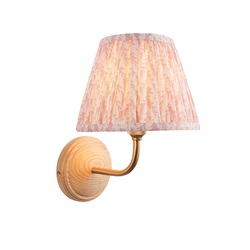 Wood Arc And Leaf 20cm Peachy Keen Shade Wall Light In Brushed Aged Brass