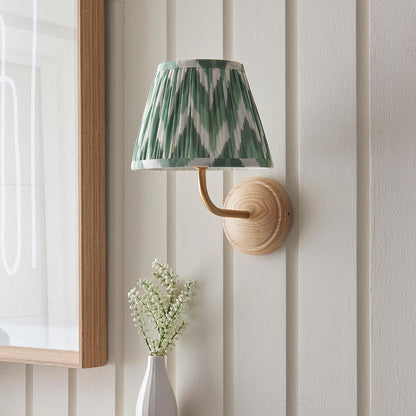 Wood Arc And Zigzag 20cm Cotswold Green Shade Wall Light In Brushed Aged Brass