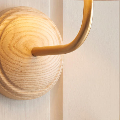 Wood Arc And Zigzag 20cm Apricot Orange Shade Wall Light In Brushed Aged Brass