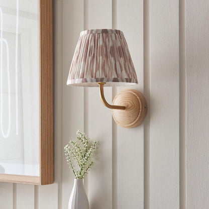 Wood Arc And Ikat 20cm Neutral Shade Wall Light In Brushed Aged Brass