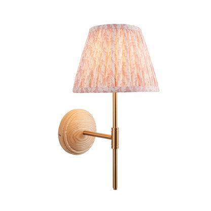 Wood T Bar And Leaf 20cm Peachy Keen Shade Wall Light In Brushed Aged Brass