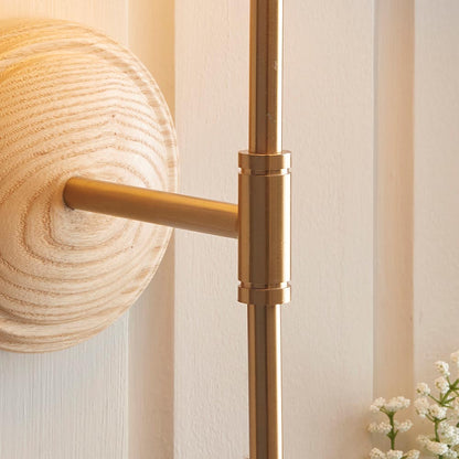 Wood T Bar And Leaf 20cm Peachy Keen Shade Wall Light In Brushed Aged Brass