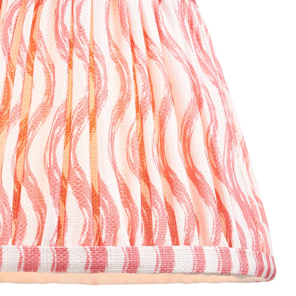 Wood T Bar And Ripple 20cm Coral Pink Shade Wall Light In Brushed Aged Brass