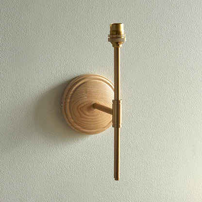 Wood T Bar And Zigzag 20cm Apricot Orange Shade Wall Light In Brushed Aged Brass
