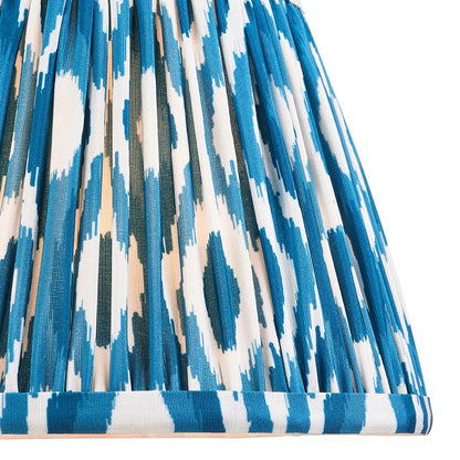 Wood T Bar And Ikat 20cm Marlin Blue Shade Wall Light In Brushed Aged Brass