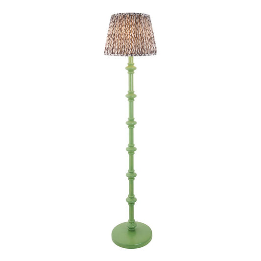 Carnaby And Leaf 35cm Pearl Grey Shade Floor Lamp With Satin Cotswold Green Base