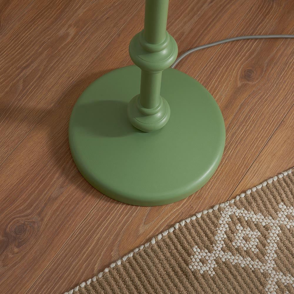 Carnaby And Leaf 35cm Pearl Grey Shade Floor Lamp With Satin Cotswold Green Base