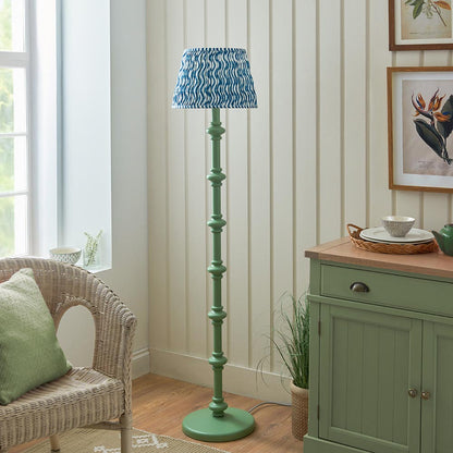 Carnaby And Ripple 35cm Marlin Blue Shade Floor Lamp With Satin Cotswold Green Base