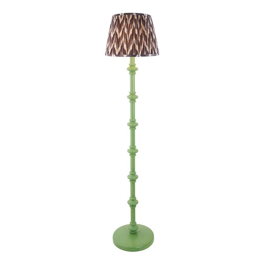 Carnaby And Zigzag 35cm Pearl Grey Shade Floor Lamp Satin Cotswold Green Base
