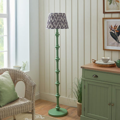 Carnaby And Zigzag 35cm Pearl Grey Shade Floor Lamp Satin Cotswold Green Base