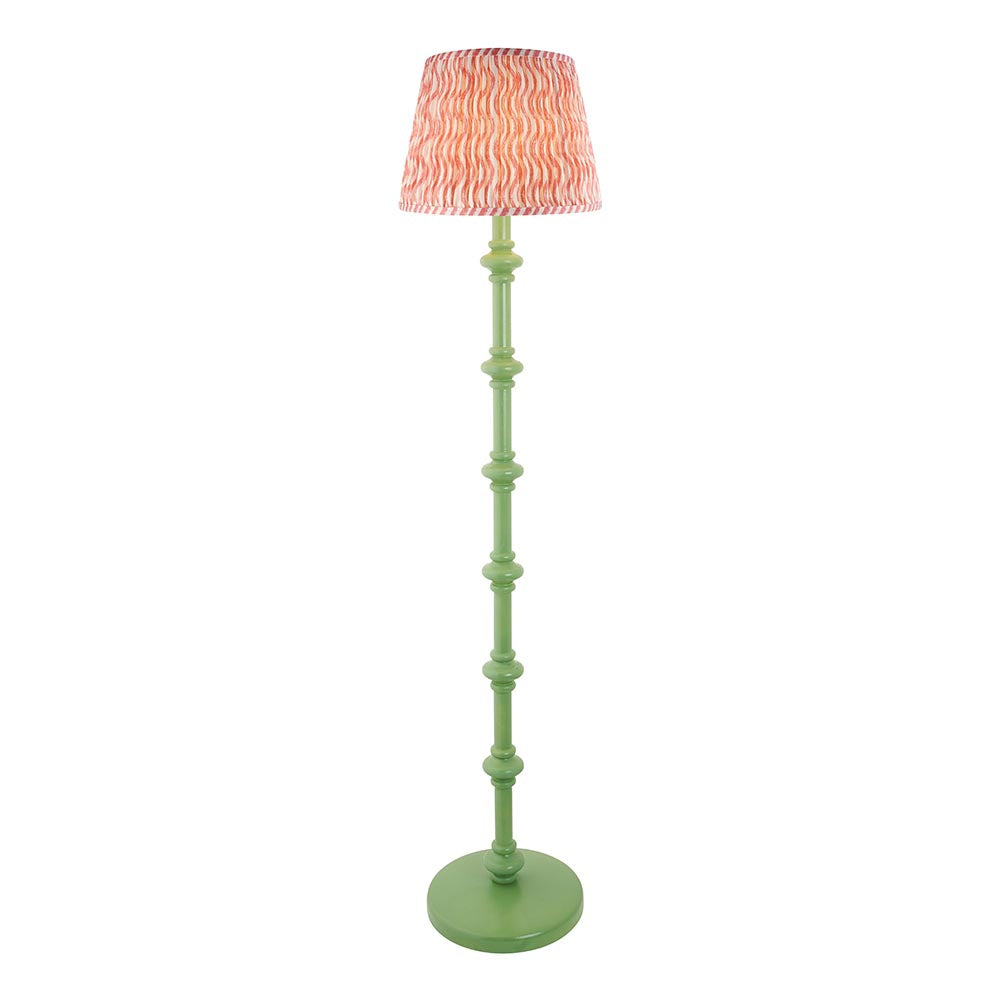 Carnaby And Ripple 35cm Coral Pink Shade Floor Lamp With Satin Cotswold Green Base