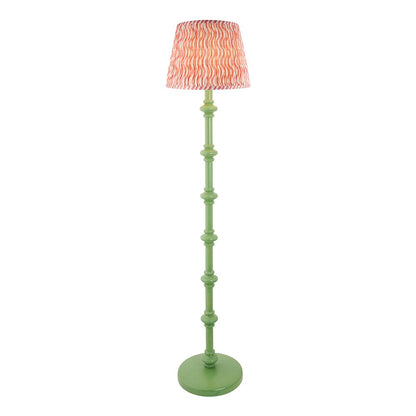 Carnaby And Ripple 35cm Coral Pink Shade Floor Lamp With Satin Cotswold Green Base