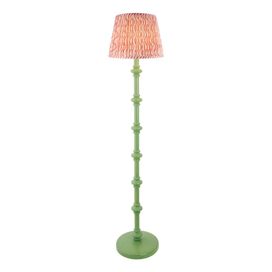 Carnaby And Ripple 35cm Coral Pink Shade Floor Lamp With Satin Cotswold Green Base