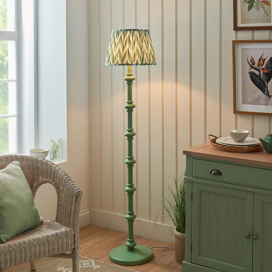 Carnaby And Zigzag 35cm Cotswold Green Shade Floor Lamp Satin Cotswold Green Base