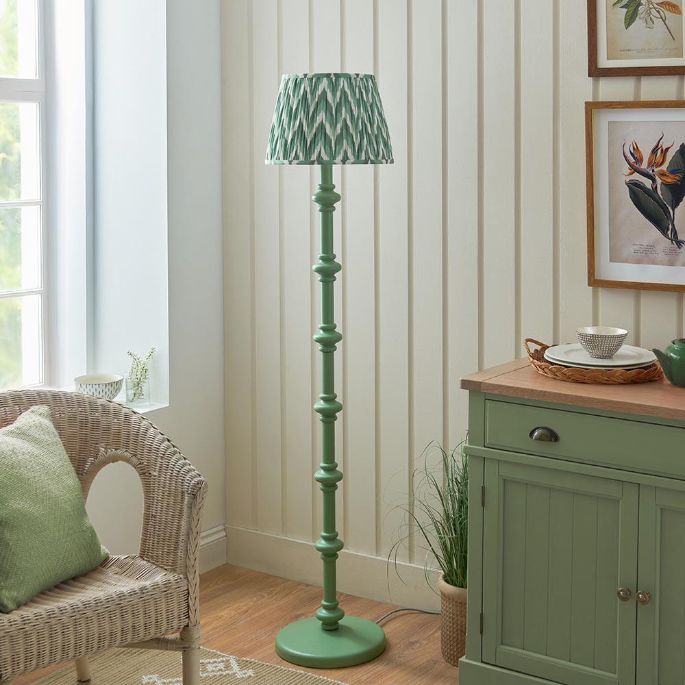Carnaby And Zigzag 35cm Cotswold Green Shade Floor Lamp Satin Cotswold Green Base