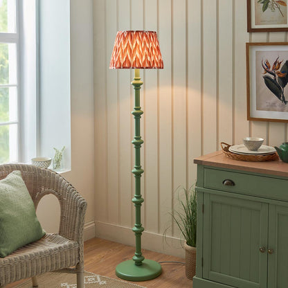 Carnaby And Zigzag 35cm Apricot Orange Shade Floor Lamp Satin Cotswold Green Base