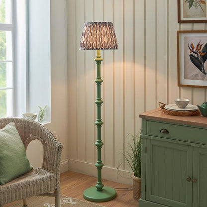 Carnaby And Ikat 35cm Pearl Grey Shade Floor Lamp With Satin Cotswold Green Base