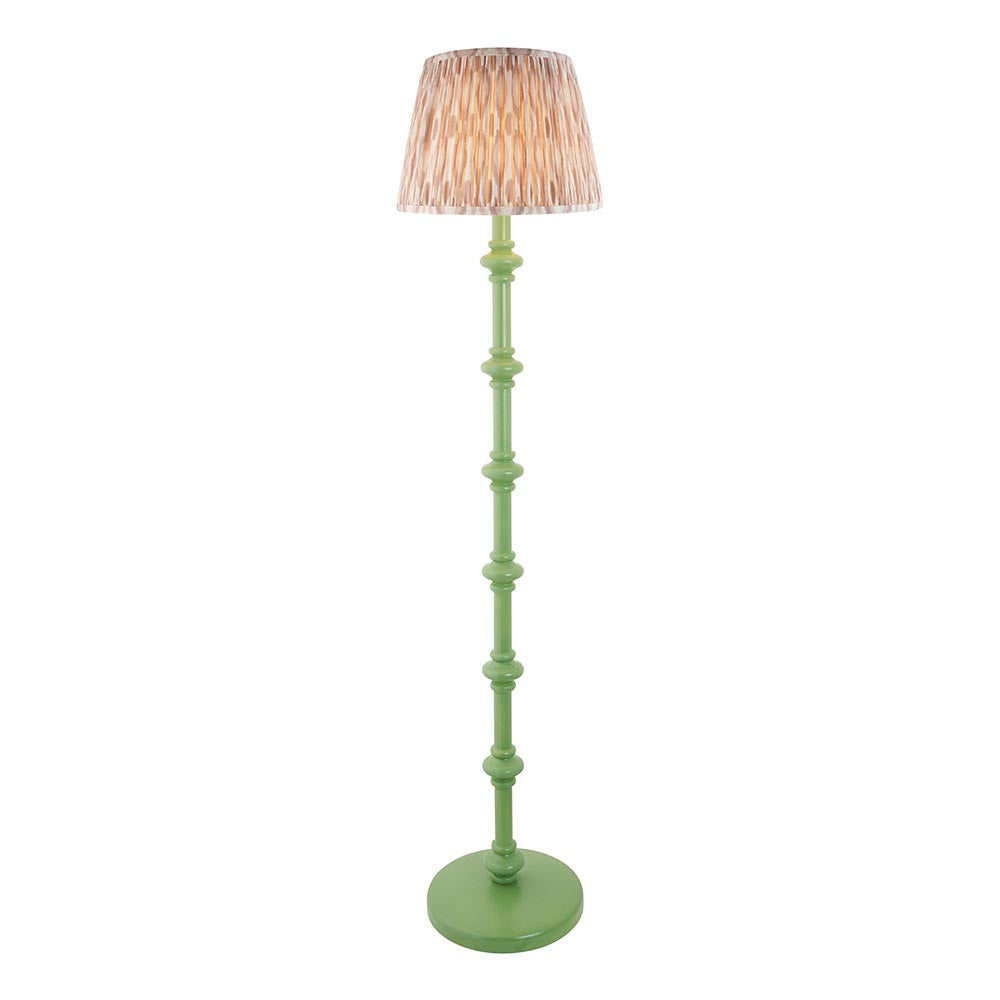 Carnaby And Ikat 35cm Neutral Shade Floor Lamp With Satin Cotswold Green Base