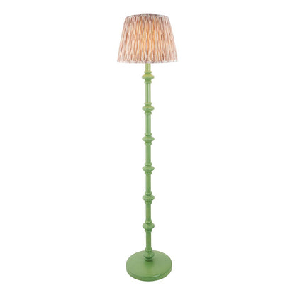 Carnaby And Ikat 35cm Neutral Shade Floor Lamp With Satin Cotswold Green Base