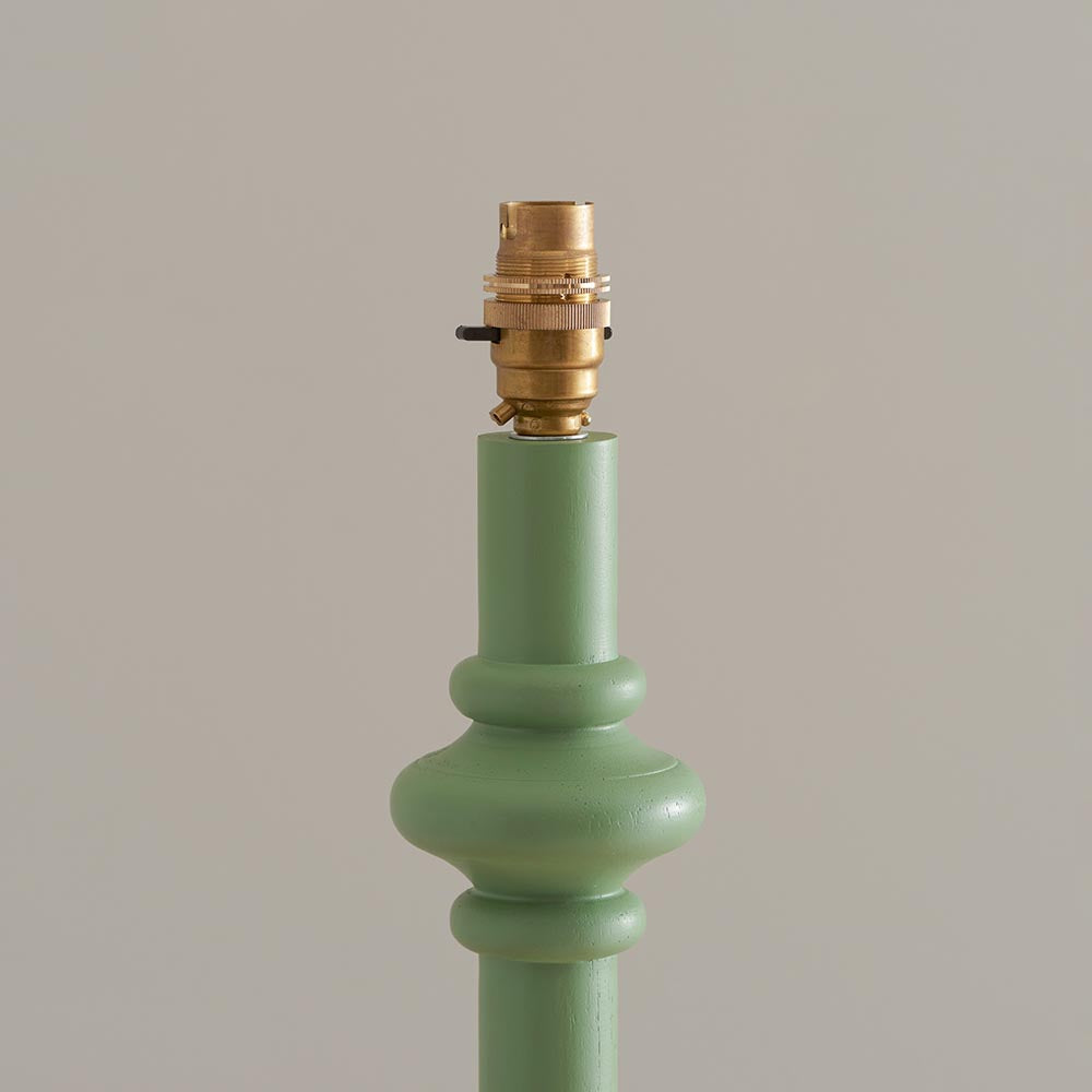 Carnaby And Ikat 35cm Neutral Shade Floor Lamp With Satin Cotswold Green Base