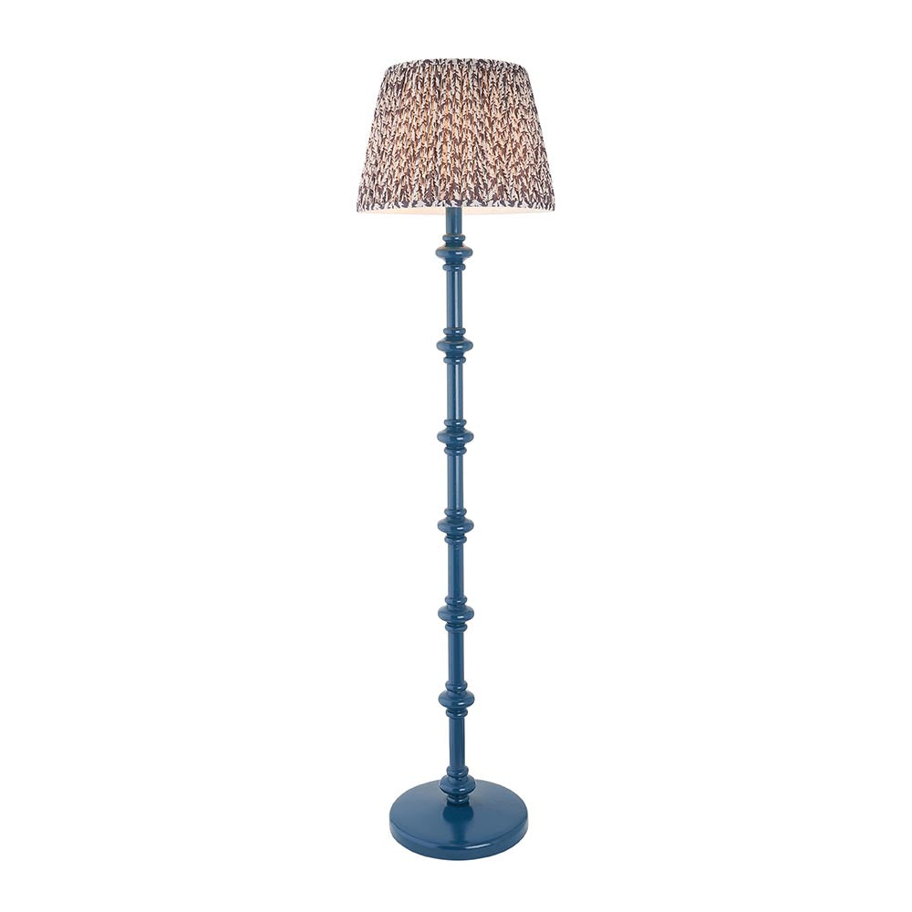 Carnaby And Leaf 35cm Pearl Grey Shade Floor Lamp With Satin Marlin Blue Base
