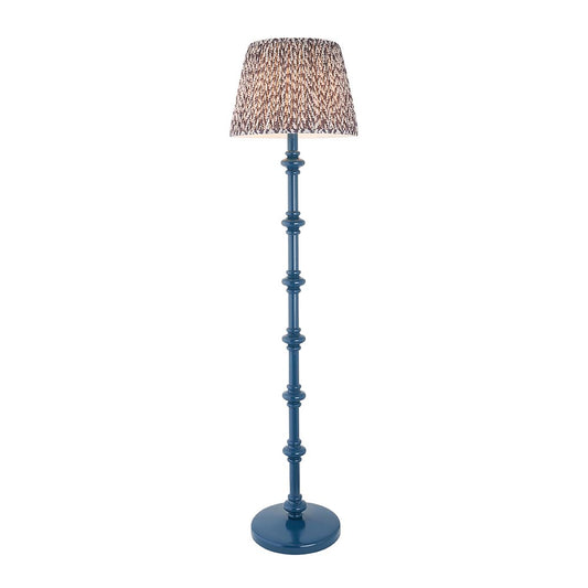Carnaby And Leaf 35cm Pearl Grey Shade Floor Lamp With Satin Marlin Blue Base