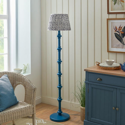 Carnaby And Leaf 35cm Pearl Grey Shade Floor Lamp With Satin Marlin Blue Base