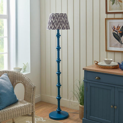 Carnaby And Zigzag 35cm Pearl Grey Shade Floor Lamp Satin Marlin Blue Base