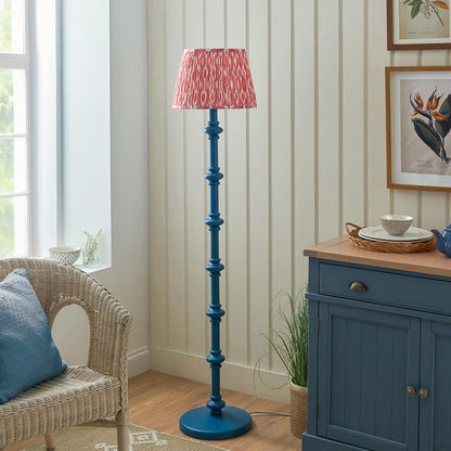 Carnaby And Ikat 35cm Coral Pink Shade Floor Lamp With Satin Marlin Blue Base