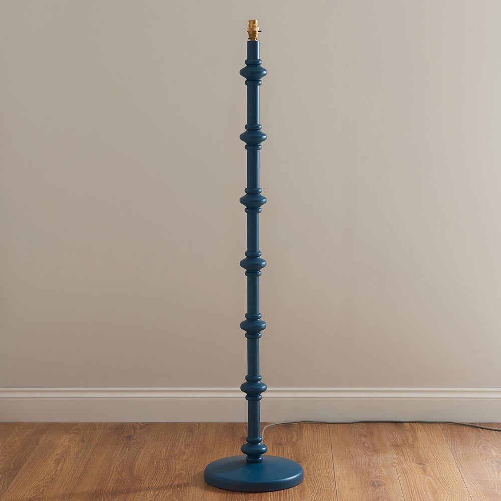 Carnaby And Ikat 35cm Coral Pink Shade Floor Lamp With Satin Marlin Blue Base